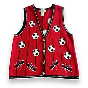 Vintage Red Soccer Sweater Vest